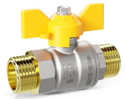Кран шаровой латунный ник. ГАЗ Pride Ду 25 Ру40 полнопр. бабочка LD 47.25.Н-Н.Р