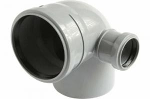 Отвод PP-H с выходом сер б/н Дн110х50х87гр прав в/к VALFEX 23122150