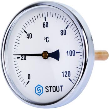 Термометр биметаллический 100мм с погружной гильзой 100мм 1/2