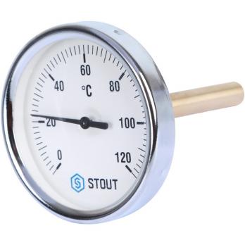 Термометр биметаллический 80мм с погружной гильзой 100мм 1/2